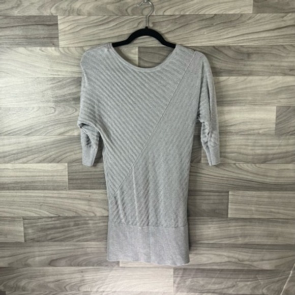 White House Black Market Womens Pullover Sweater Gray‎ Striped Short Sleeve M - Picture 6 of 12